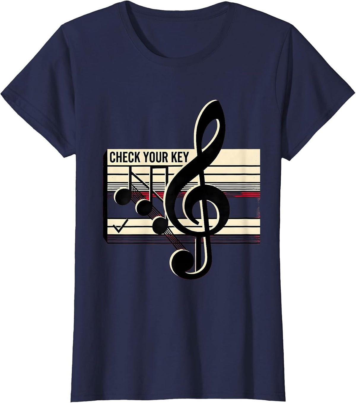 Women's Check Your Key Funny Music Teacher Gift Idea T-Shirt - Navy Blue