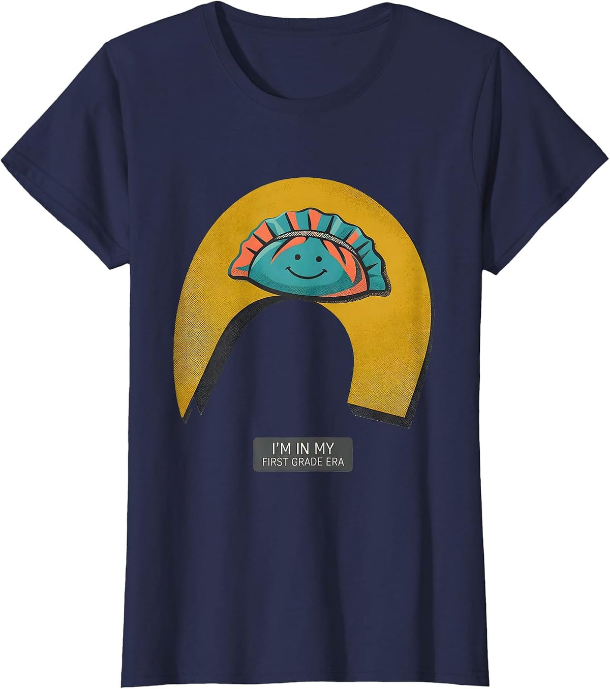 Women's I'm In My First Grade Era Cute Kawaii Dumpling Back T-Shirt - Navy Blue