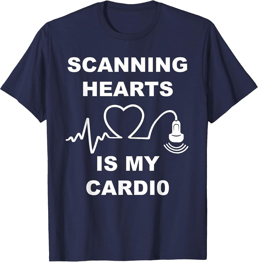 Scanning Hearts is My Cardio Cardiac Sonographer Echo Tech T-Shirt - Navy Blue
