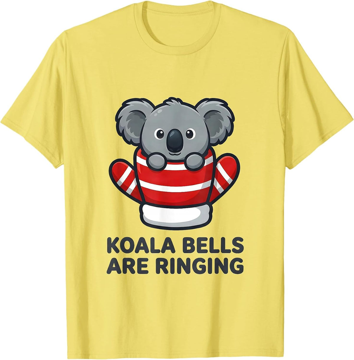 Men's Koala Bells Are Ringing Cute Kawaii Koala Lover Christmas T-Shirt - Lemon Yellow