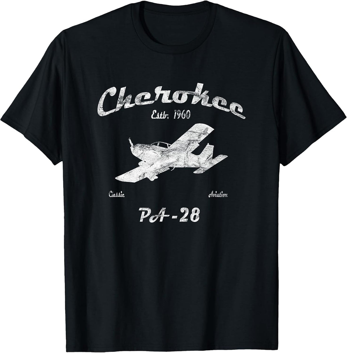 PA28 Cherokee Airplane Since 1960" Classic Aviation Pilot T-Shirt - Black