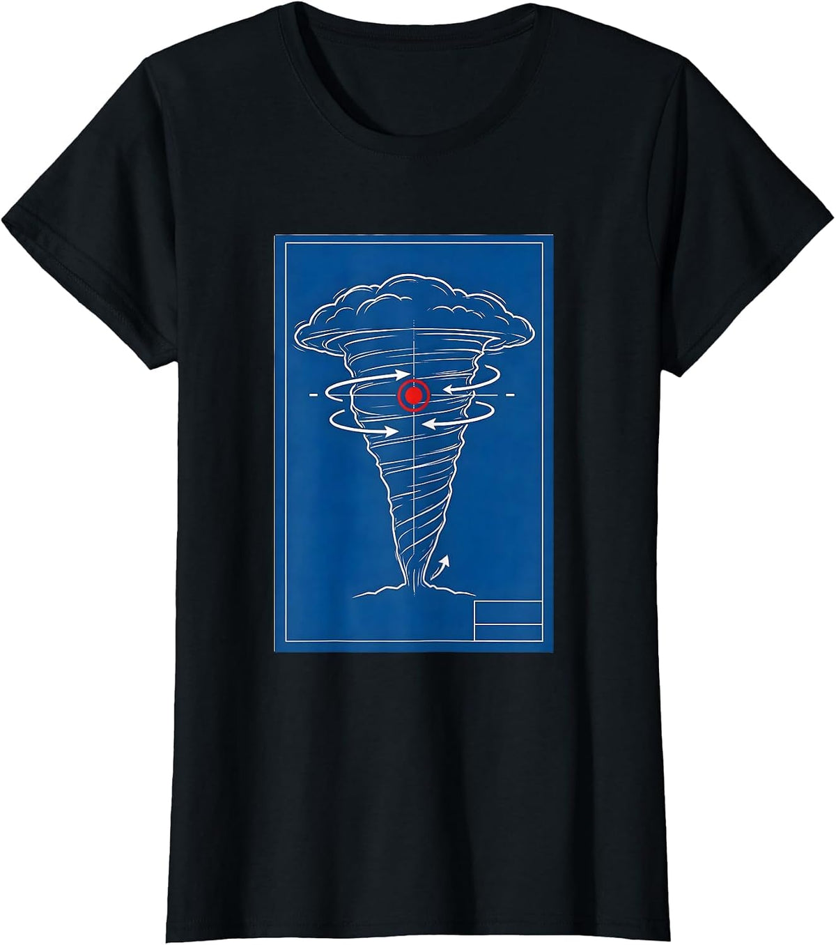 Women's Storm Chaser Tornado Schematic Meteorology Enthusiast T-Shirt - Black
