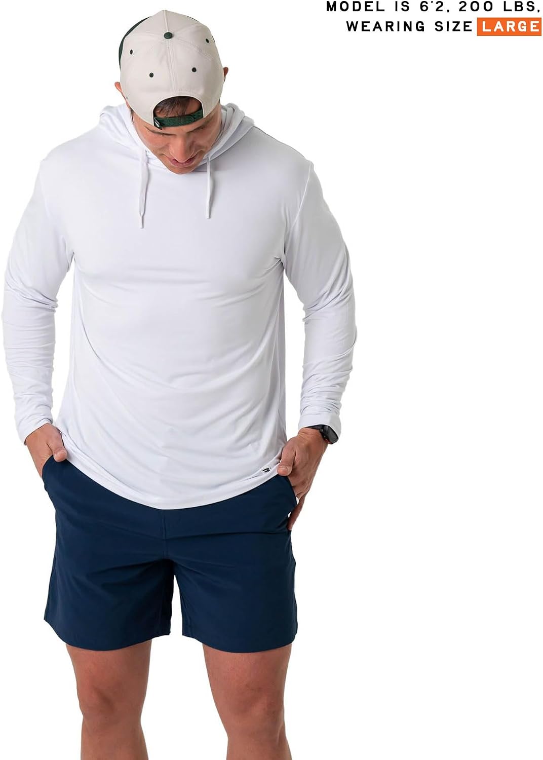 Burlebo Men’s Performance Hoodie – Lightweight Long Sleeve Pullover, Athletic Fit, Moisture-Wicking, Sun Protection - size