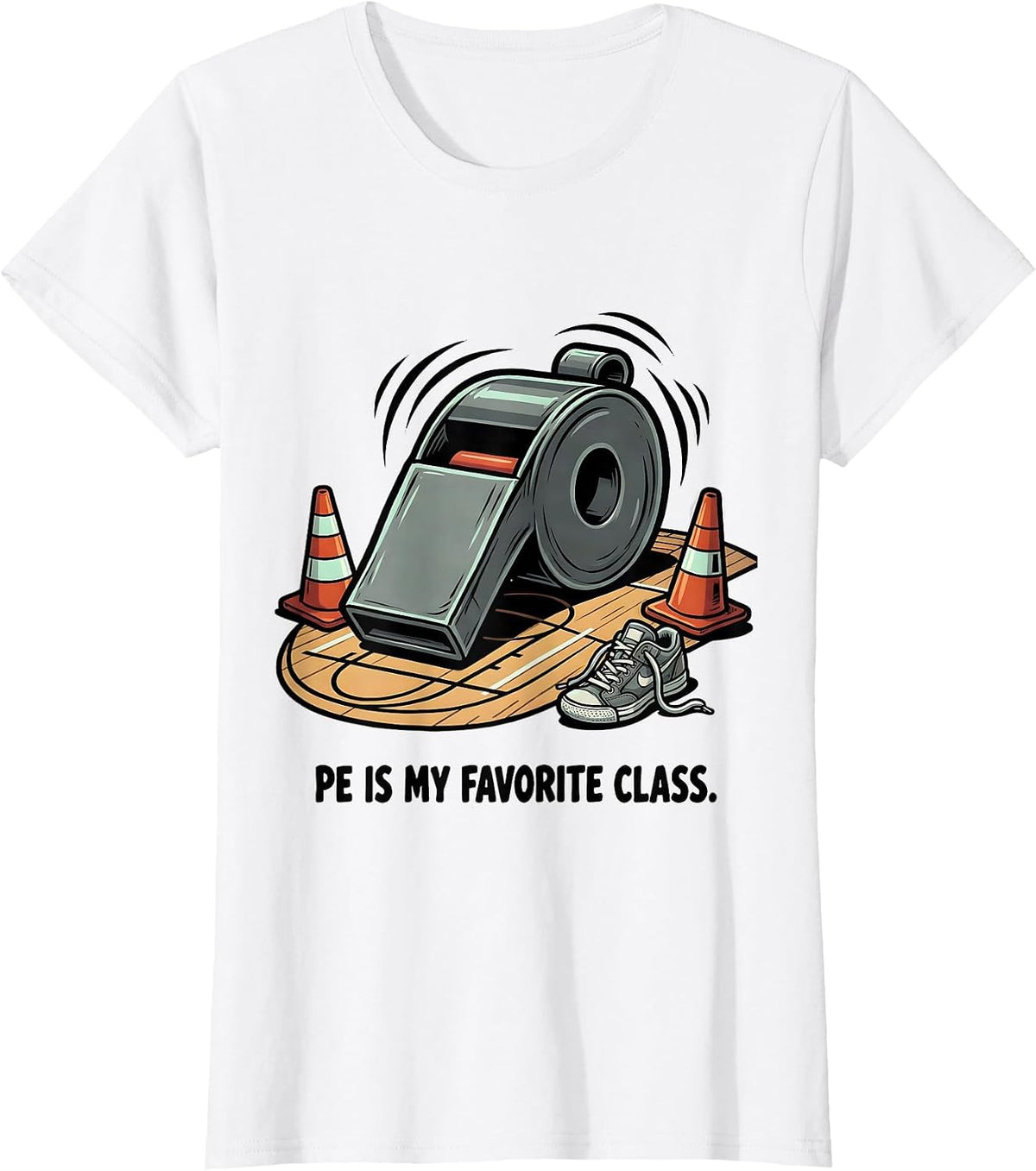 Women's PE Is My Favorite Class Funny PE Teacher Gym Coach Back T-Shirt - White