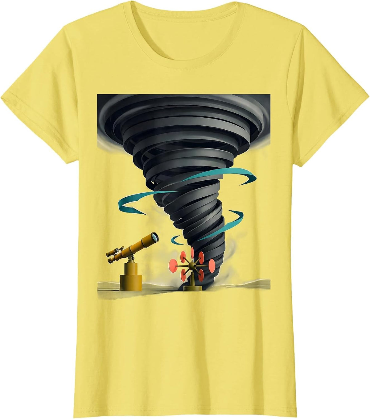 Buoyant Tornado Funnel Midcentury Modern Meteorology Humor T-Shirt - Lemon Yellow