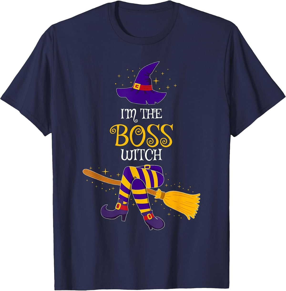 I’m The Boss Witch Family Matching Costume Halloween T-Shirt - Navy Blue