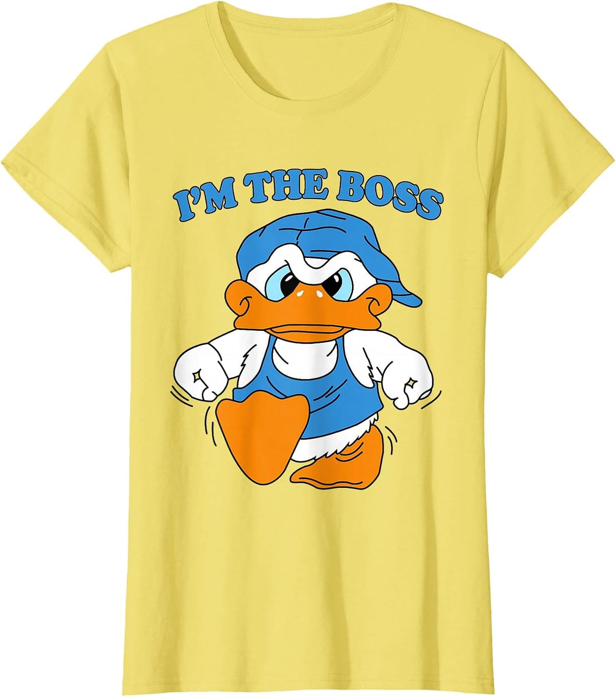 I'm The Boss Duck 90s Cartoon Tourist Souvenir T-Shirt - Lemon Yellow