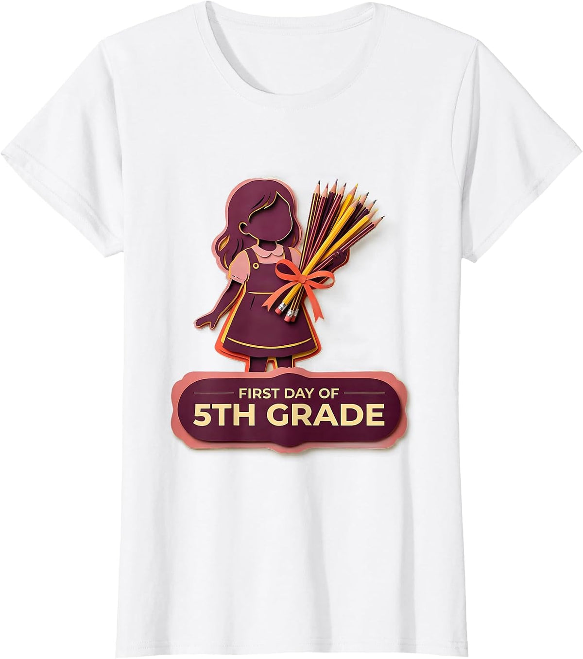Women's First Day Of 5th Grade Coquette Back To School Girls Kids T-Shirt - White