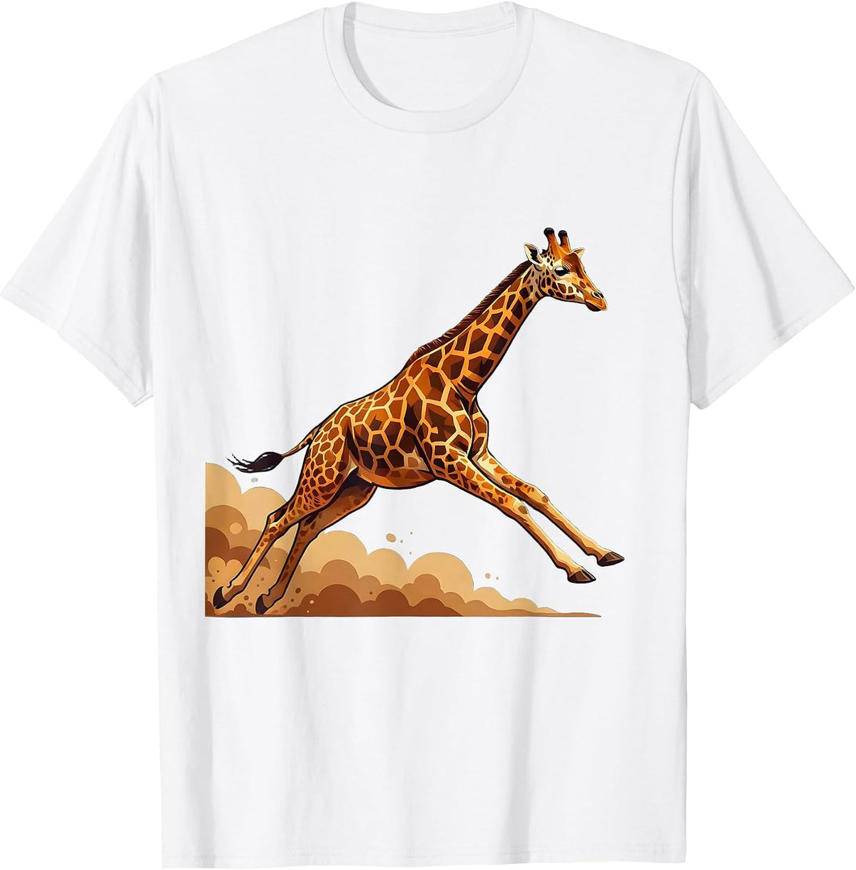 Galloping Giraffe Dust Trail Wildlife Art T-Shirt - White