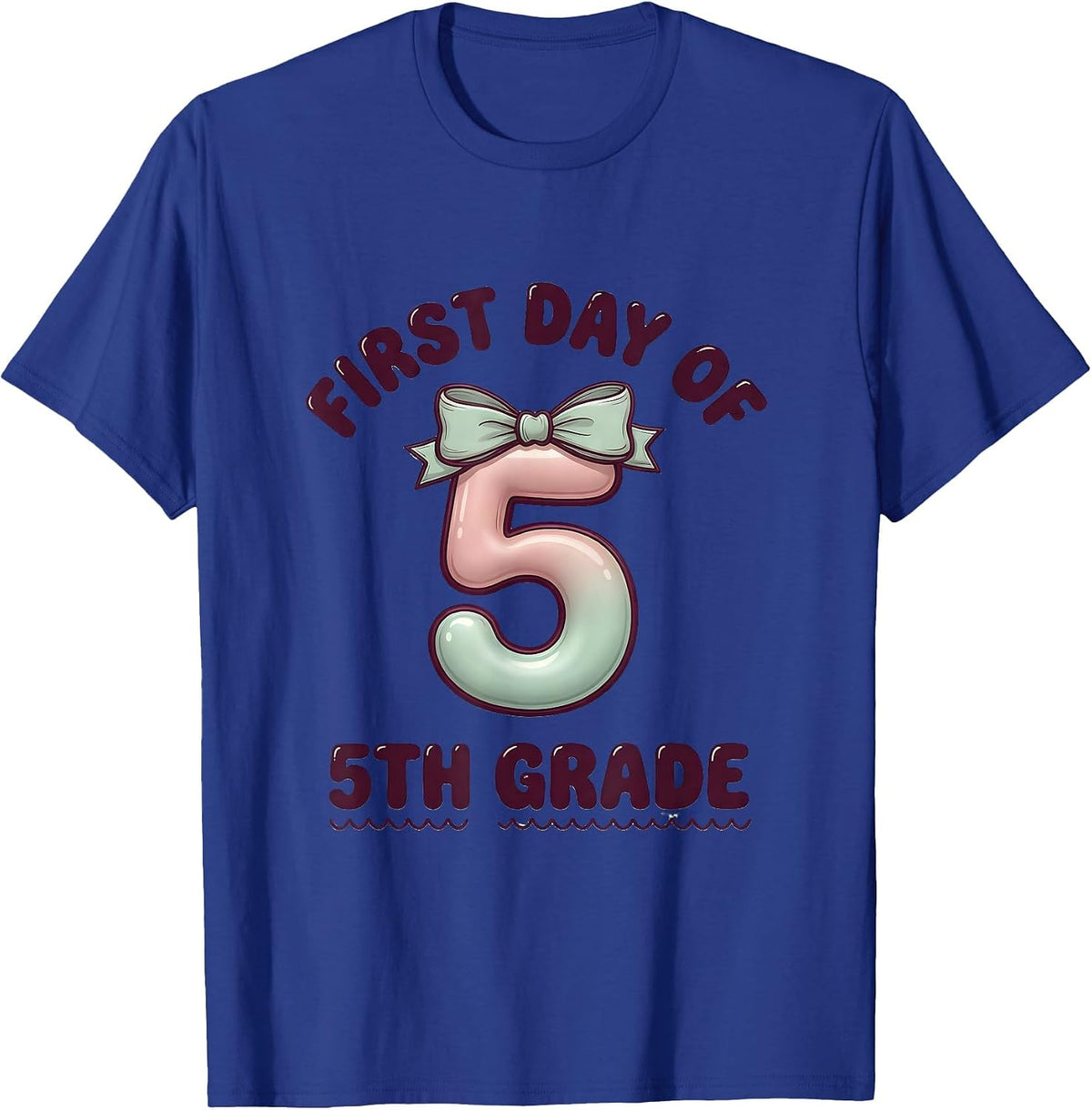 Men's First Day Of 5th Grade Coquette Bow Back To School Girly T-Shirt - Royal Blue