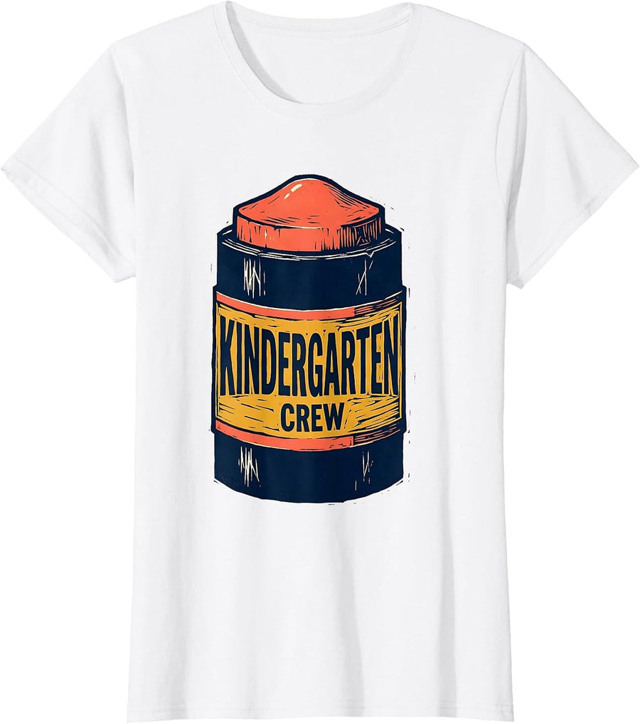 Women's Kindergarten Crew Funny Teacher Crew First Day of School T-Shirt - White