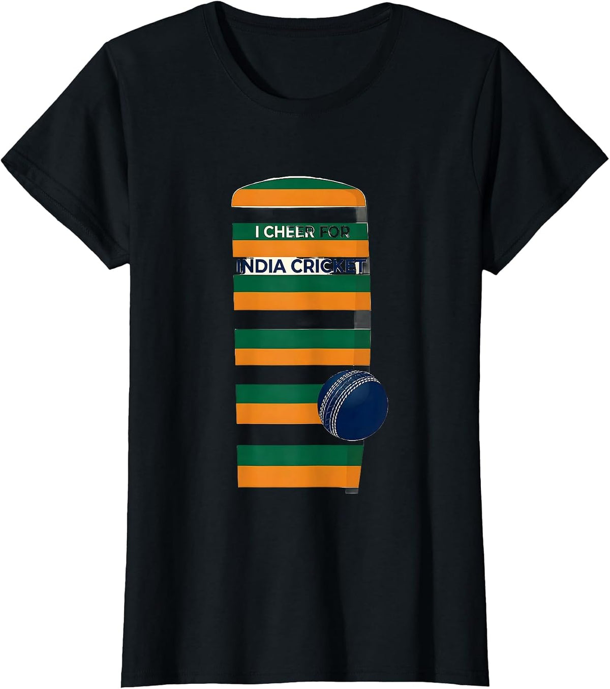 I Cheer for India Cricket Patriotic Indian Cricket Fan T-Shirt - Black