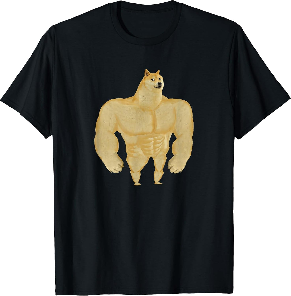 Swole Dog Meme Buff Dog Meme T-Shirt - Black