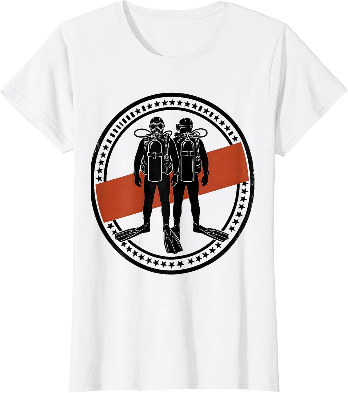 Geared Diver Badge Scuba Diving Enthusiast Humor T-Shirt - White