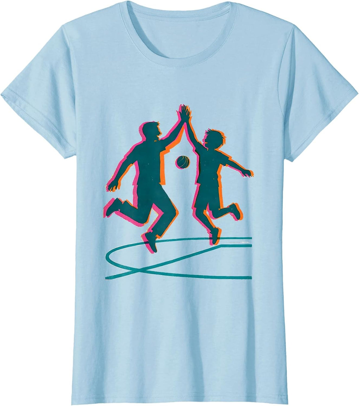 Women's PE Teacher High-Five Back To School Gym Humor T-Shirt - Baby Blue