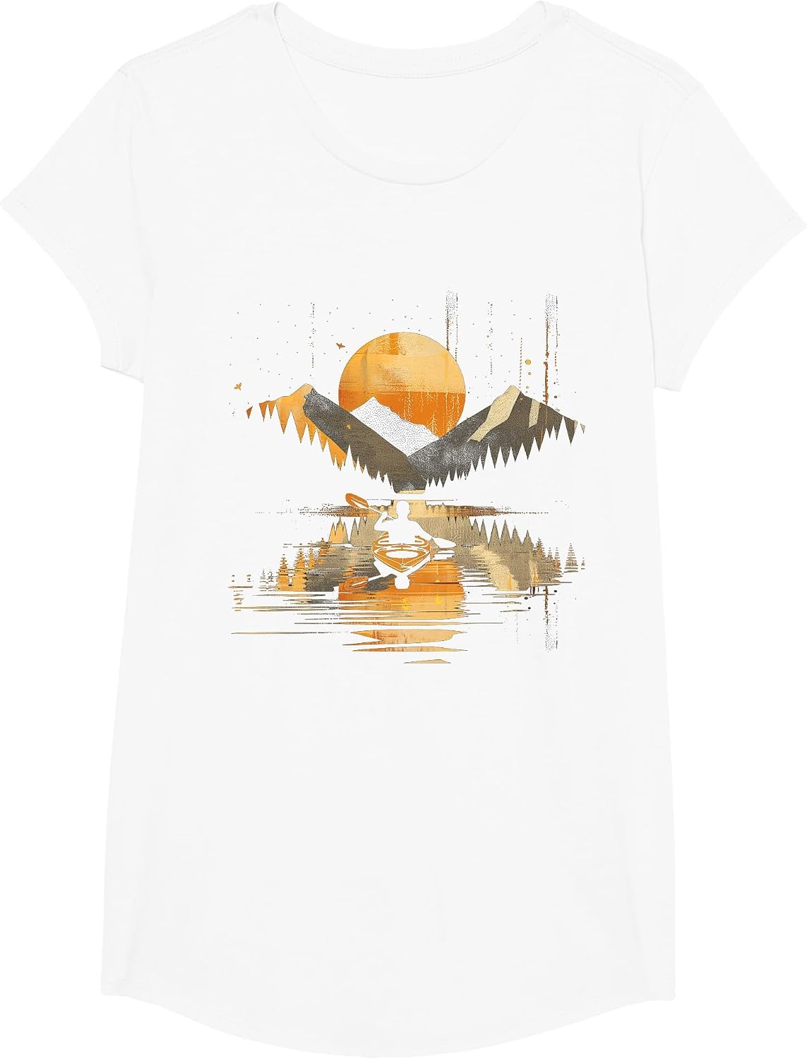 Kayaking Vintage Retro Mountains Canoe Canoeing Kayak T-Shirt - Girls White