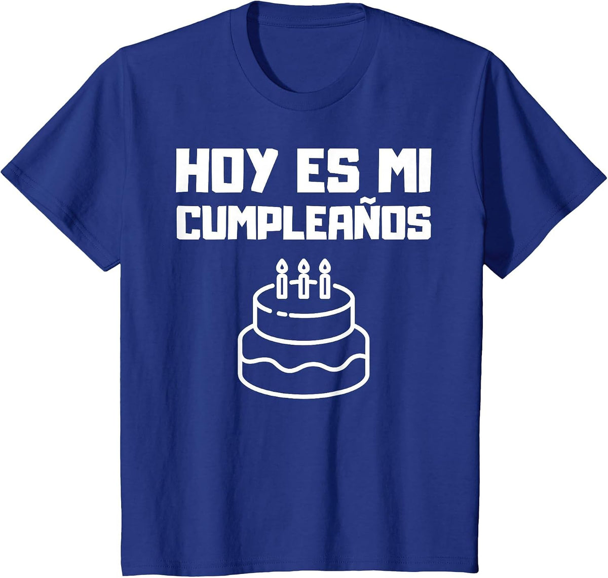 Hoy ES Mi Cumpleanos Spanish Jersey Mexican Playera Graphic T-Shirt - Royal Blue