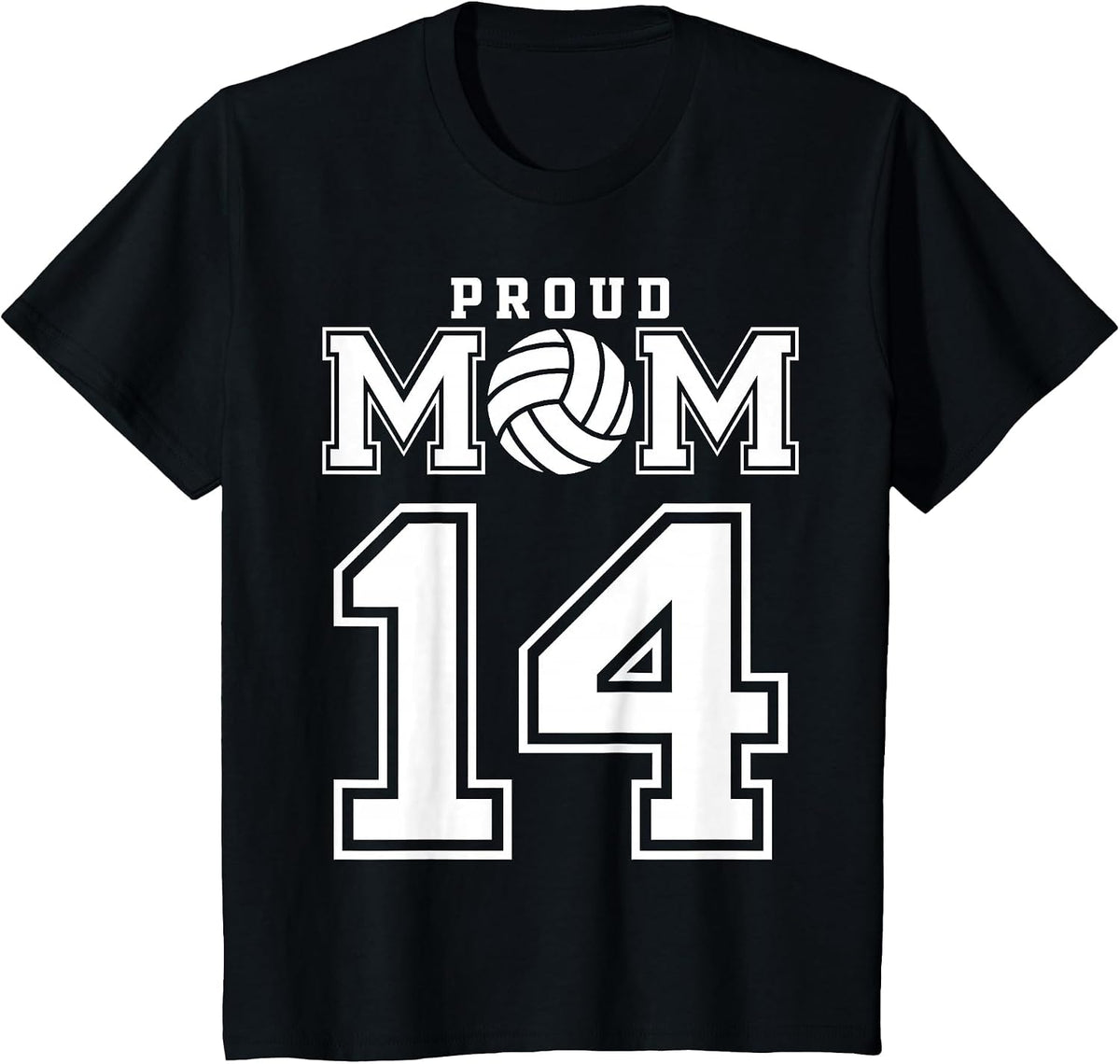 Custom Proud Volleyball Mom Number 14 Personalized Women T-Shirt - Black