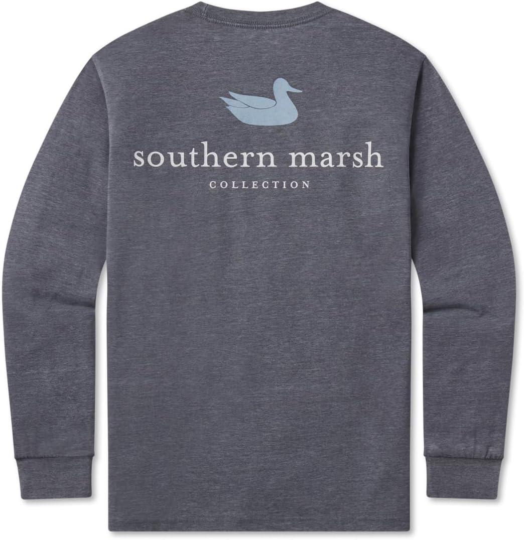 Southern Marsh Men’s SEAWASH Authentic T-Shirt – Long Sleeve Casual Graphic Tee - Midnight Gray