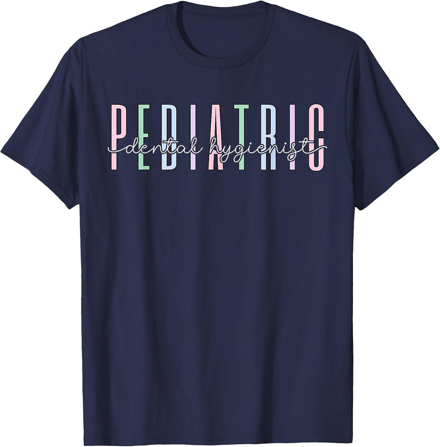 Retro Pediatric Dental Hygienist Dentist Assistant Student T-Shirt - Navy Blue