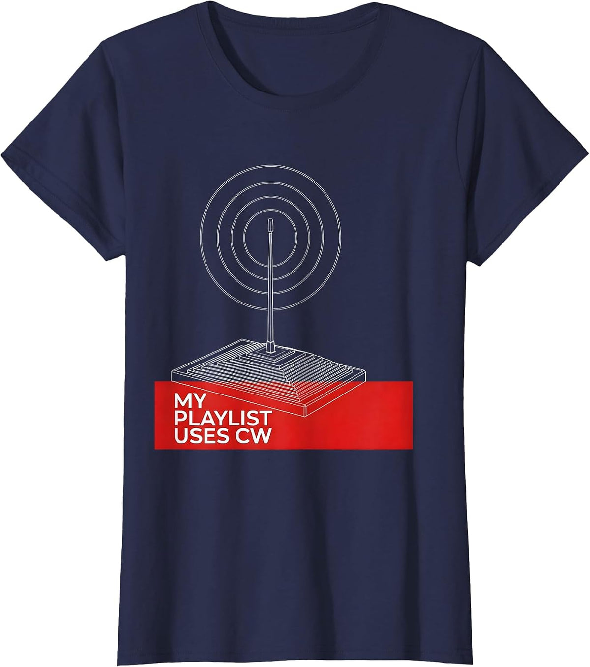 Women's My Playlist Uses CW Funny Ham Radio Operator Humor T-Shirt - Navy Blue