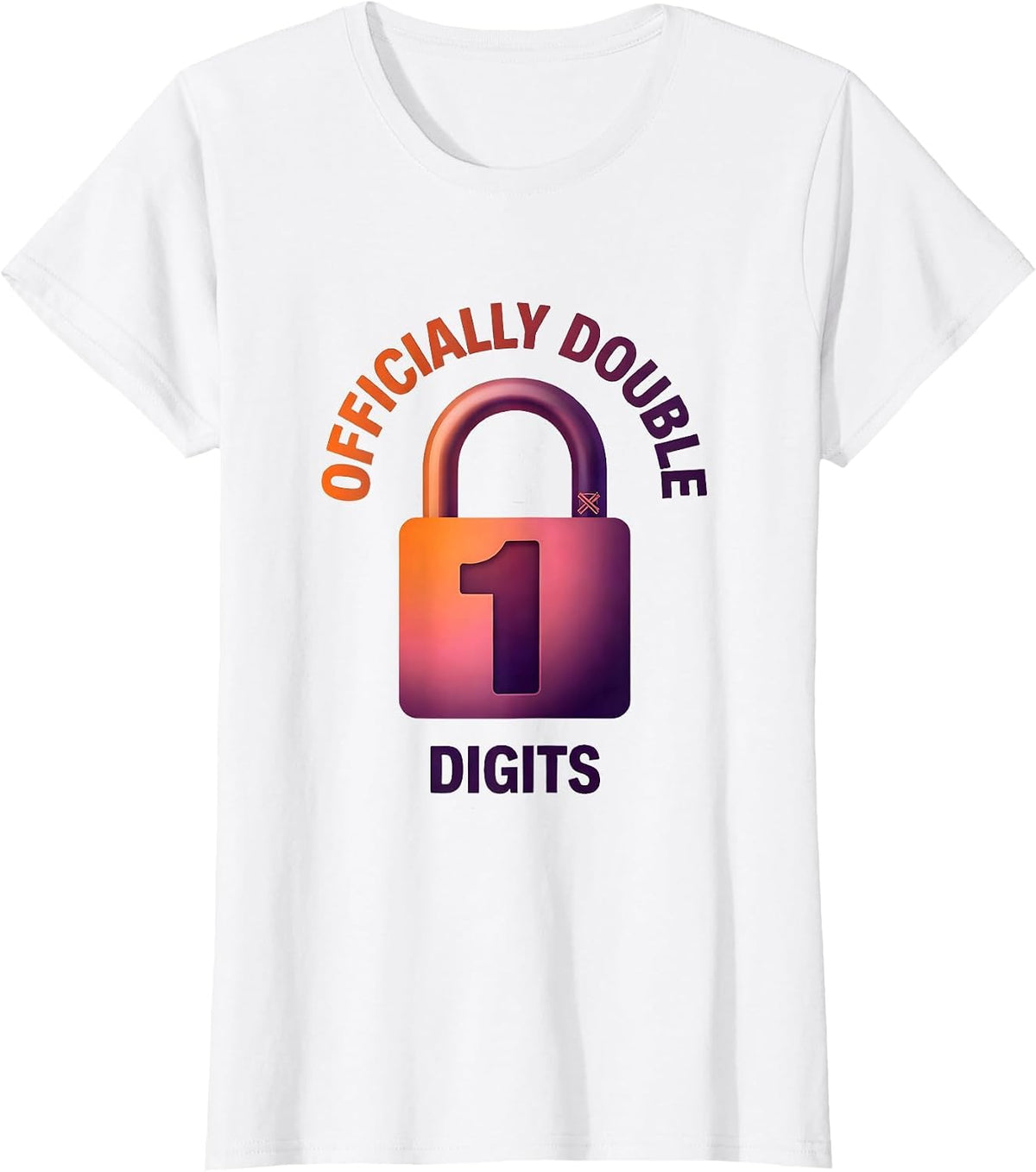 Women's Officially Double Digits Gradient Level Unlocked Gamer T-Shirt - White