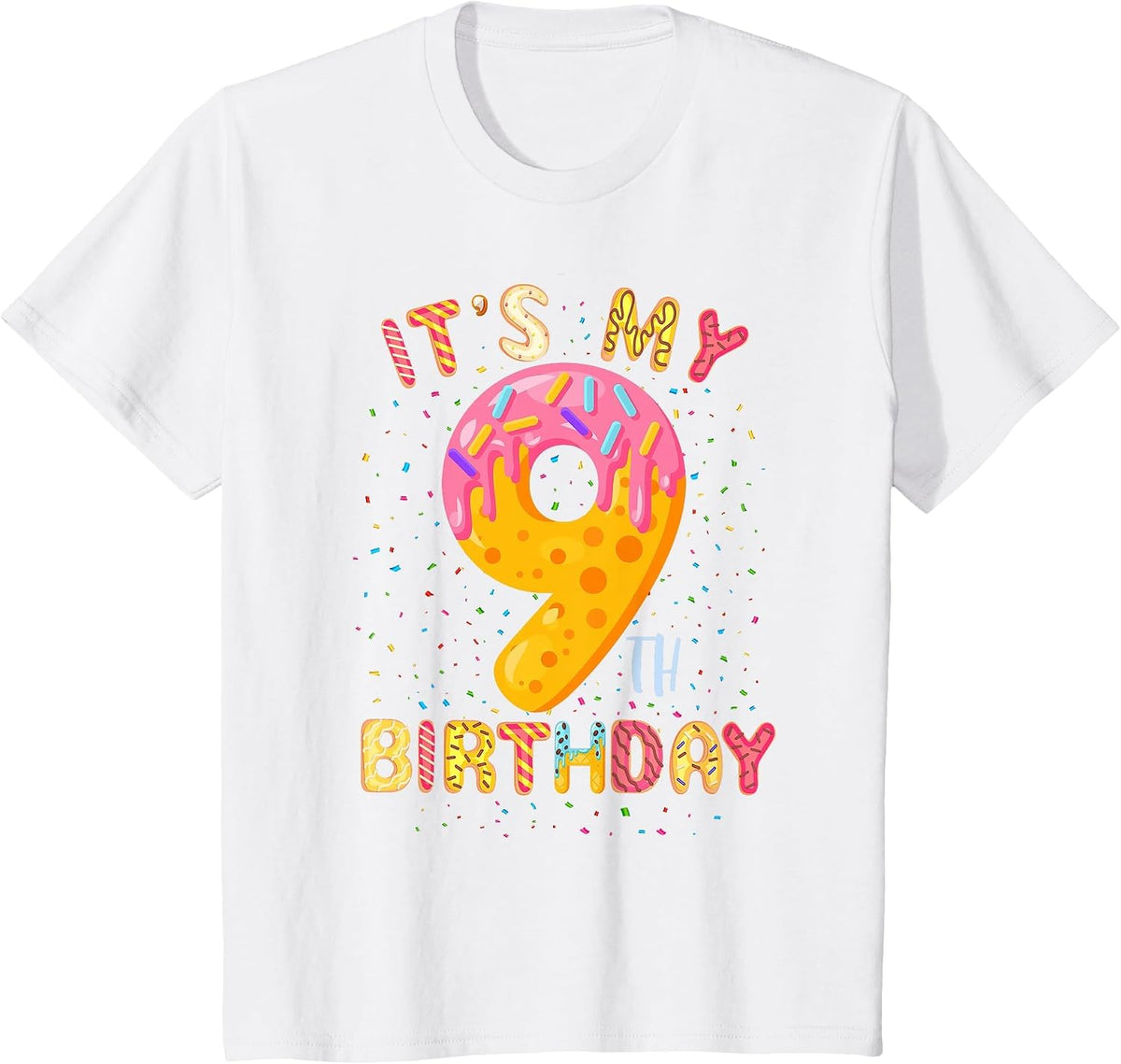 It's My 9th Birthday Sweet Doughnut 9 Year Old Girl T-Shirt - White
