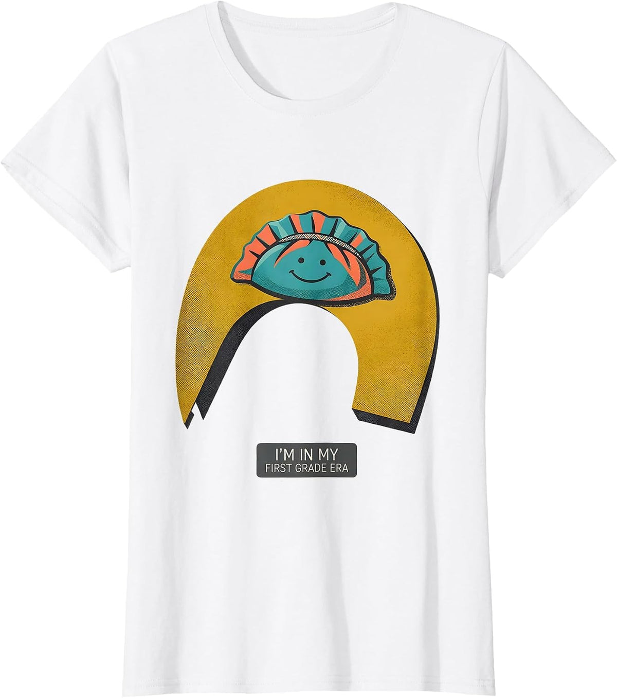 Women's I'm In My First Grade Era Cute Kawaii Dumpling Back T-Shirt - White
