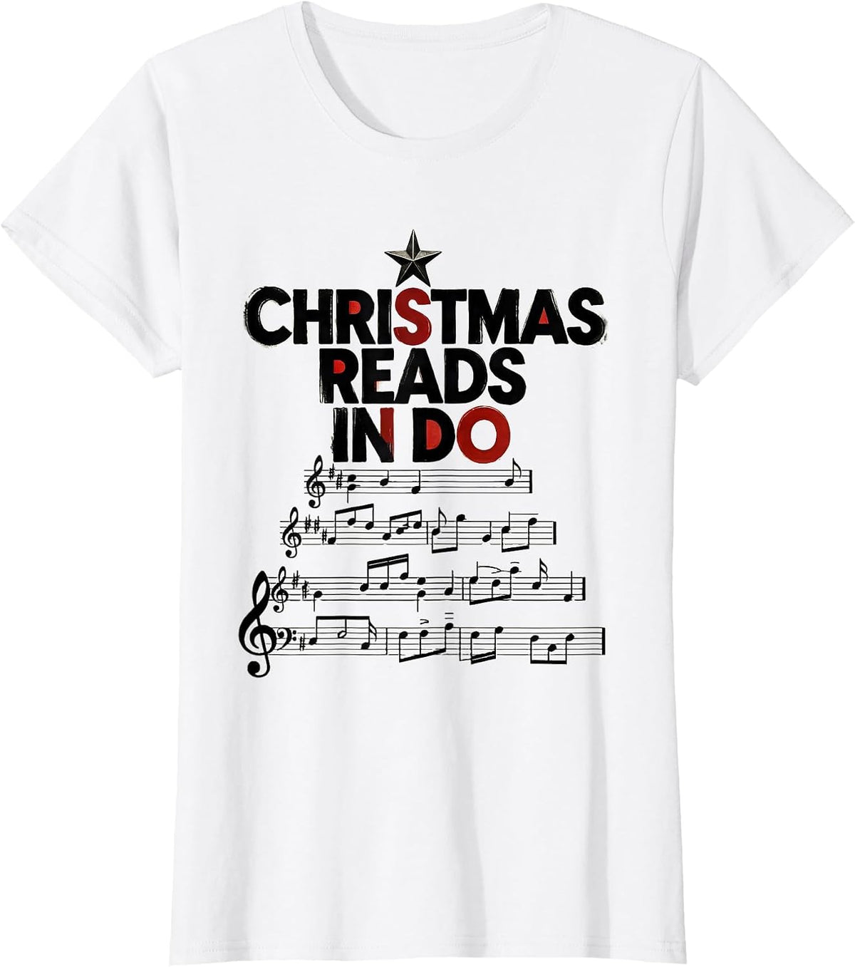 Women's Christmas Reads In Do Wood Type Letterpress Music Teacher T-Shirt - White
