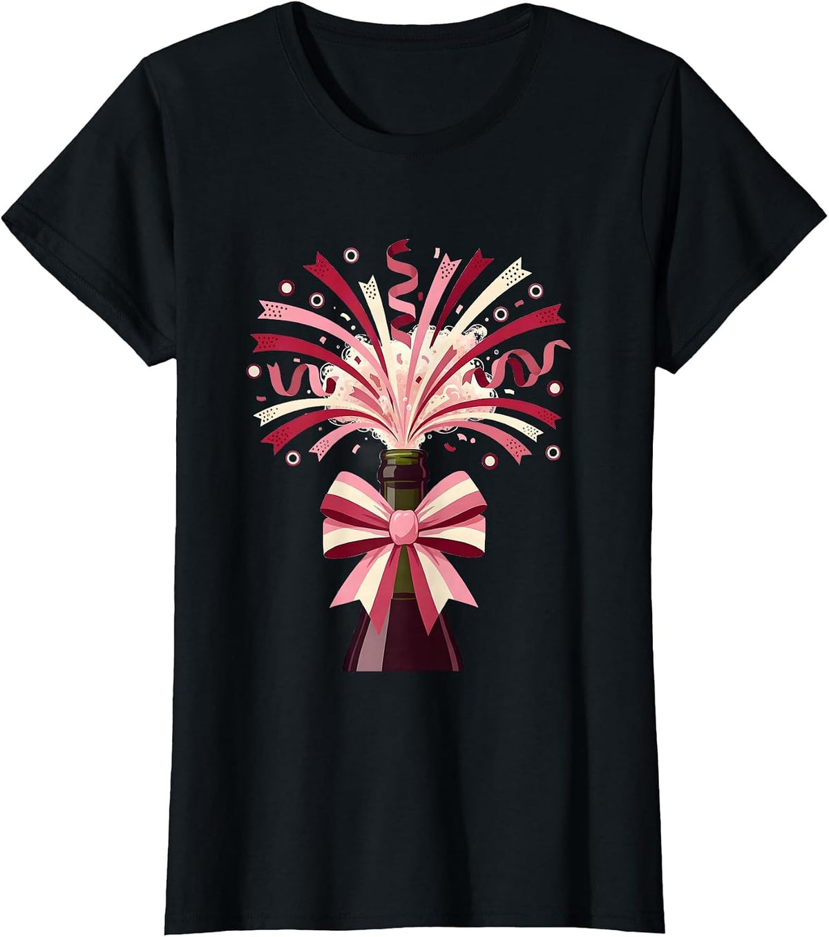 Women's 21st Birthday Champagne Explosion Confetti Design T-Shirt - Black