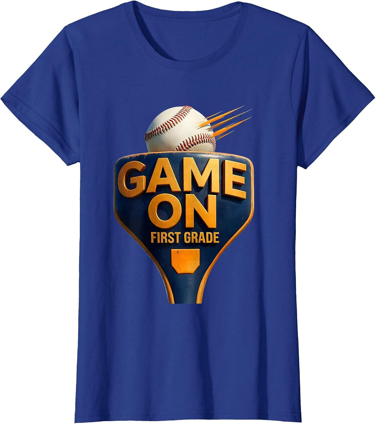 Women's Game On First Grade Playful Youth Back To School Baseball T-Shirt - Royal Blue