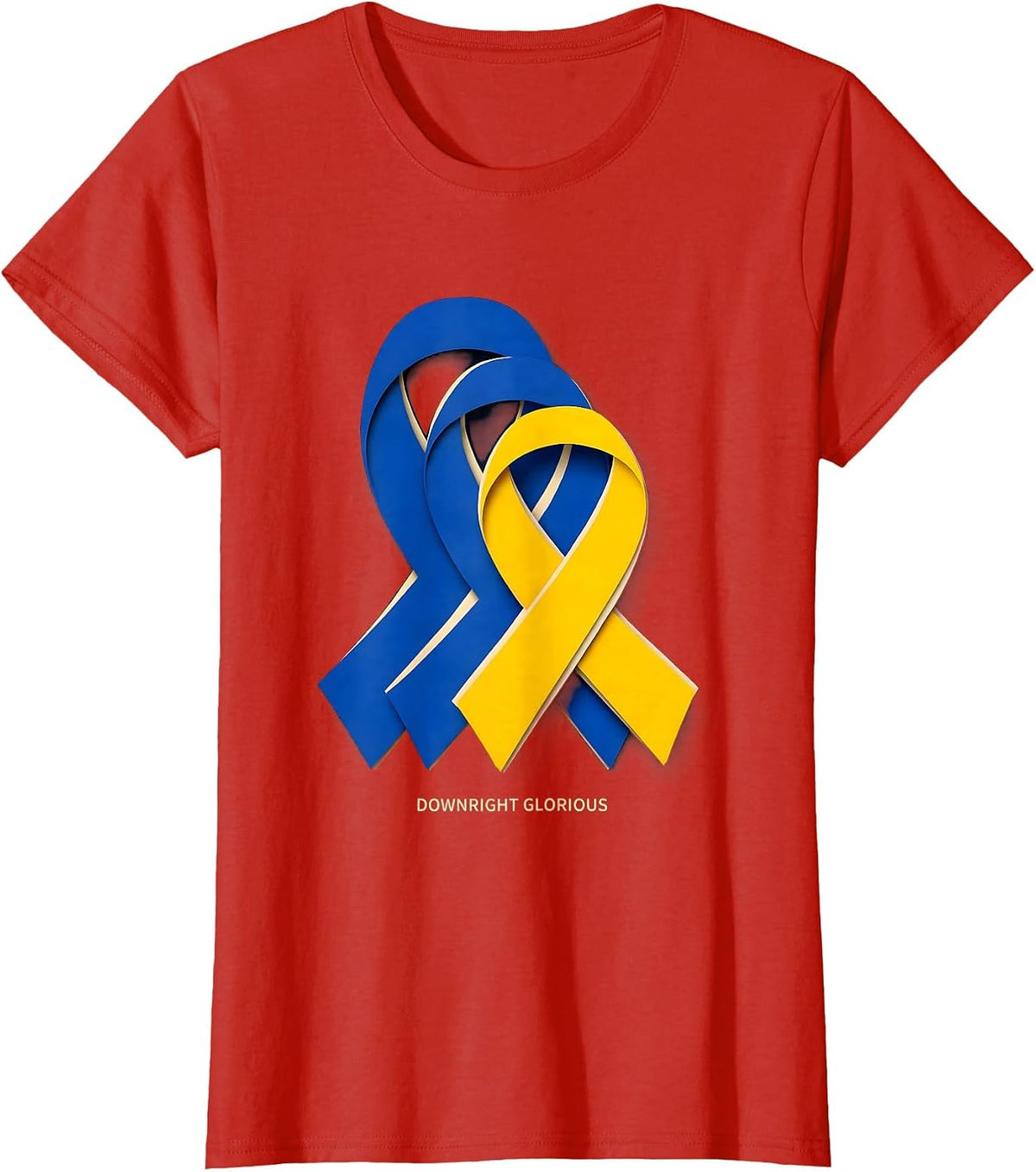 Women's Downright Glorious Paper Cutout Down Syndrome Awareness T-Shirt - Red