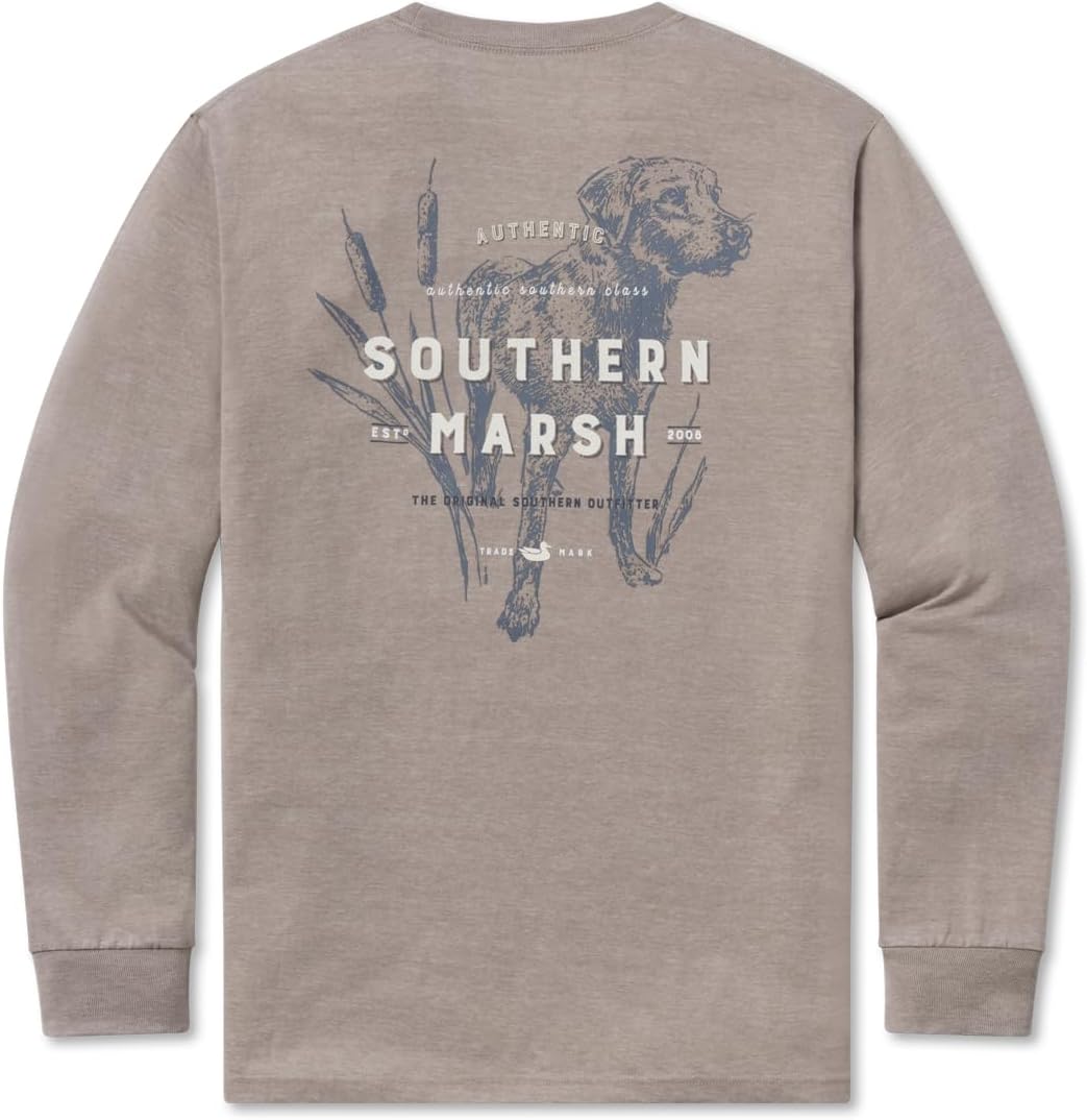 Southern Marsh Men's SEAWASH Tee - Dog - Long Sleeve - Burnt Taupe