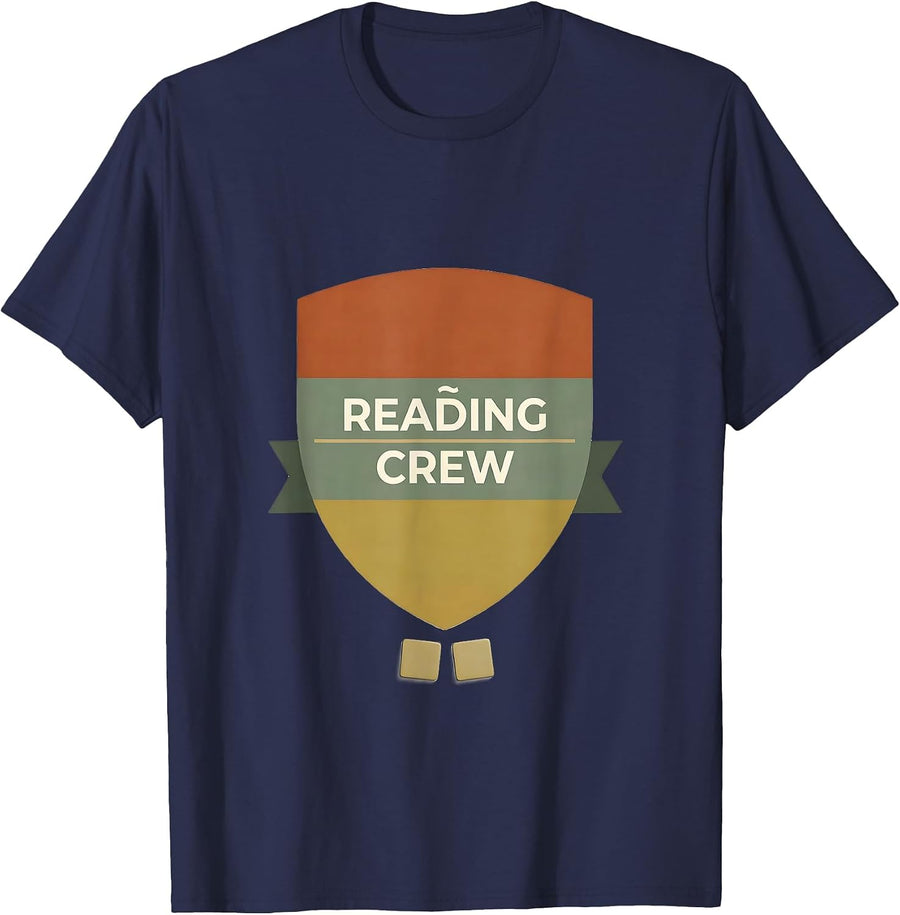 Reading Crew Dyslexia Teacher Specialist Humor Reading Team T-Shirt - Navy Blue