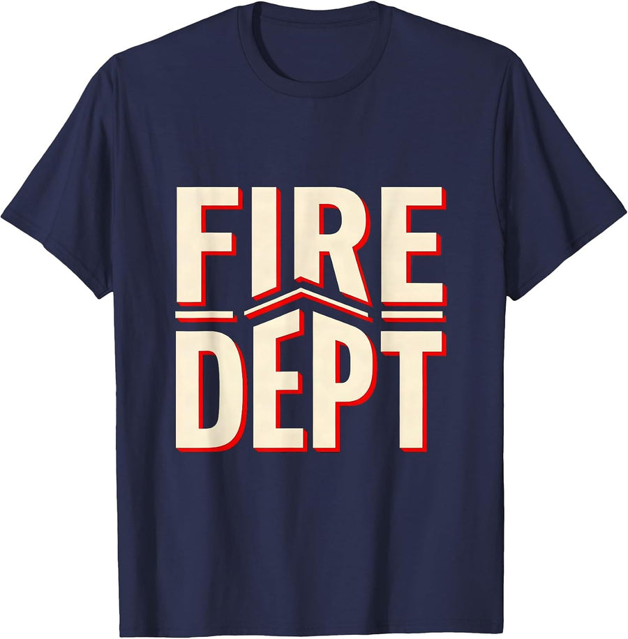 Fire Dept Minimalist Firefighter Badge Humor Occupation T-Shirt - Navy Blue
