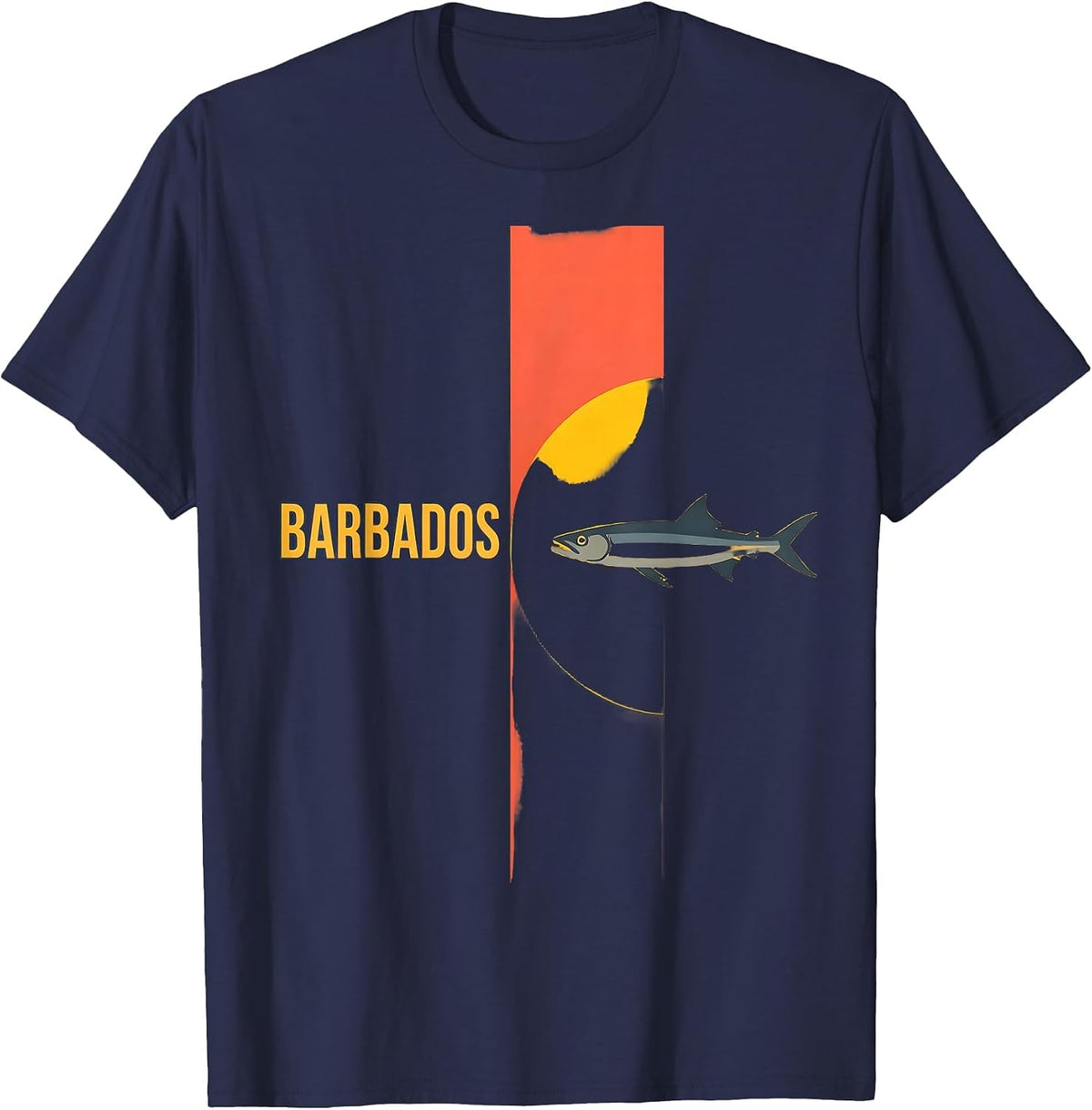 Men's Barbados Vintage 70s Retro Tropical Destination Souvenir T-Shirt - Navy Blue