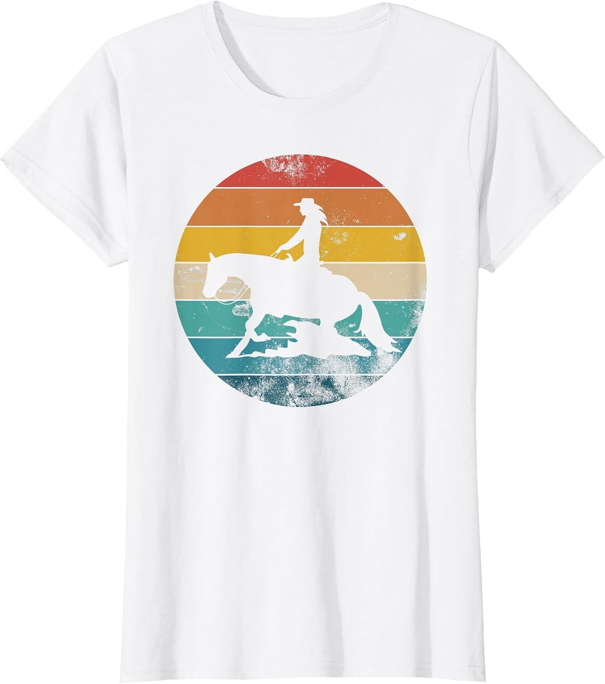 Western Rider Reining Quarter Horse Sliding Stop T-Shirt - White