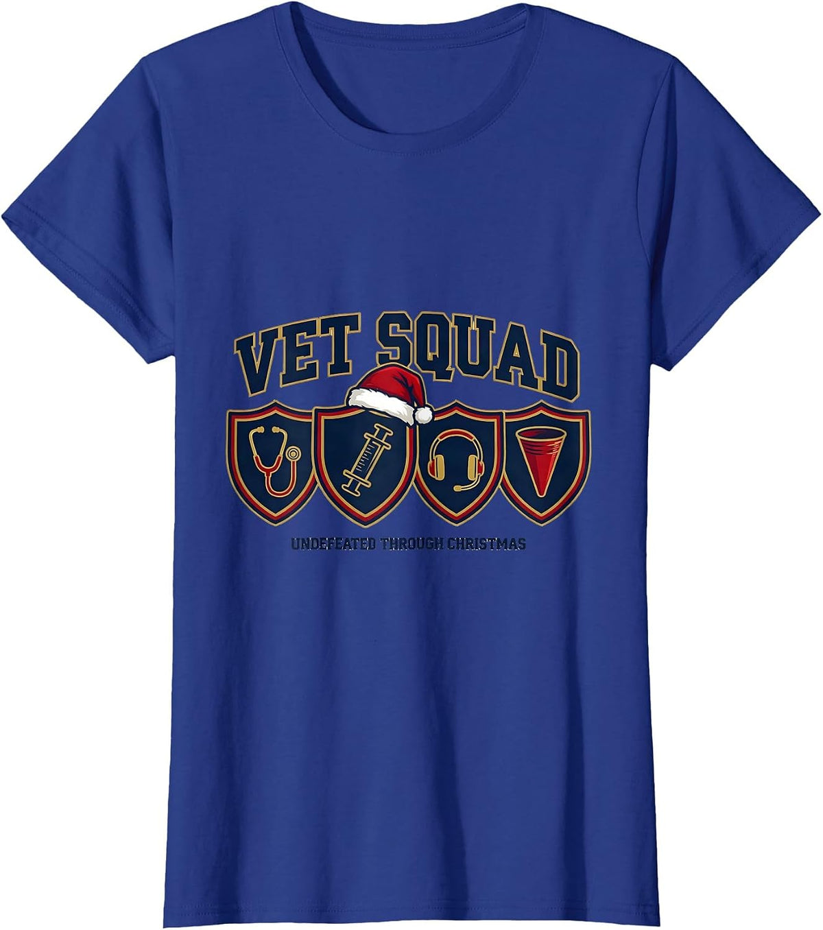 Women's Vet Squad: Undefeated Through Christmas Veterinary T-Shirt - Royal Blue