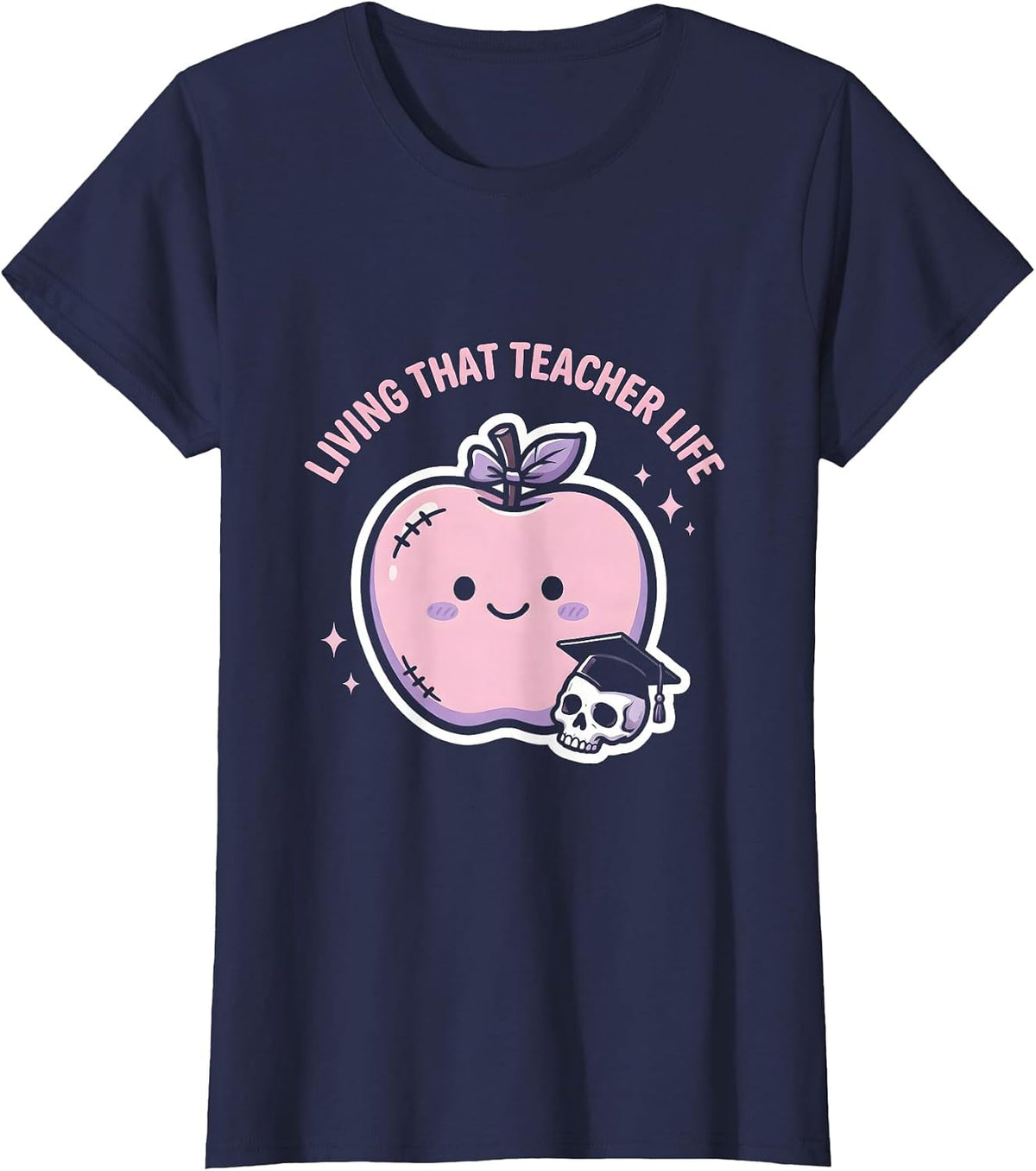 Women's Living That 4th Grade Teacher Life Design T-Shirt - Navy Blue