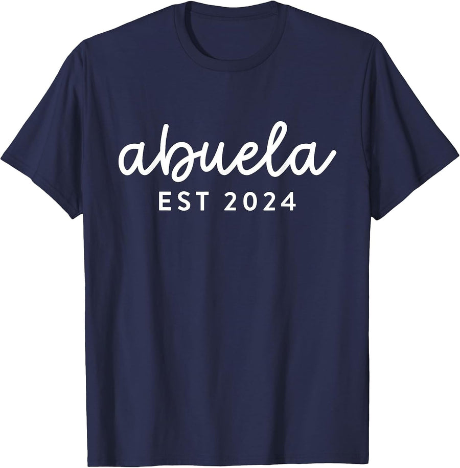 Abuela Est 2024 Grandma Birthday Mom Mothers Day Grandmother T-Shirt - Navy Blue