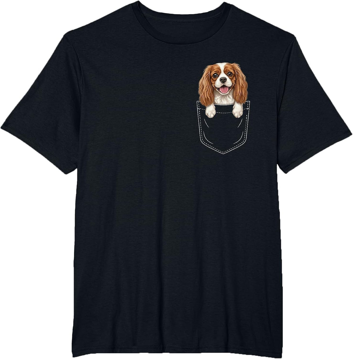 Cavalier King Charles Spaniel Pocket T-Shirt - Black