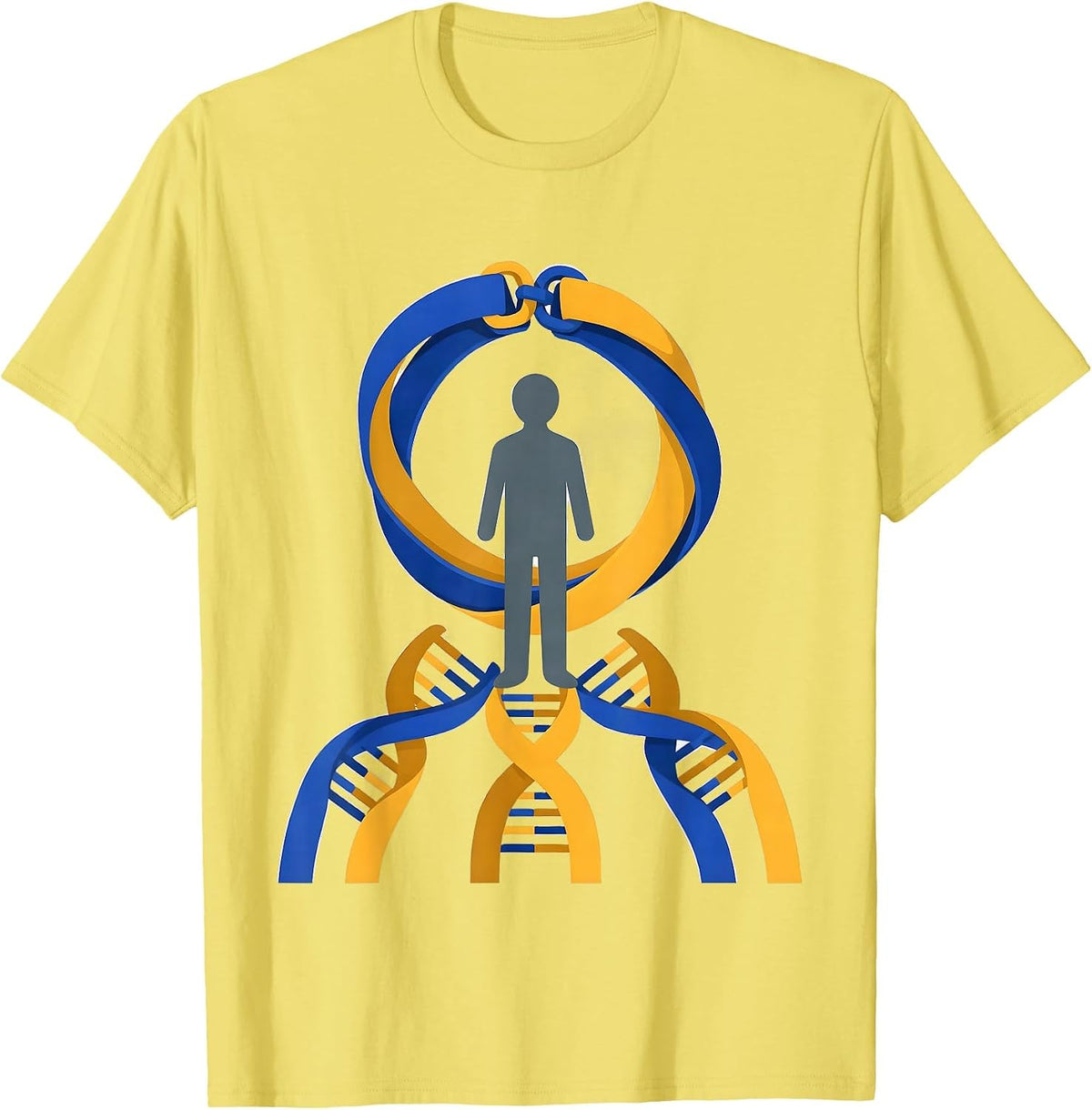 Men's Linked Wristbands Blue Yellow Down Syndrome Awareness T-Shirt - Lemon Yellow