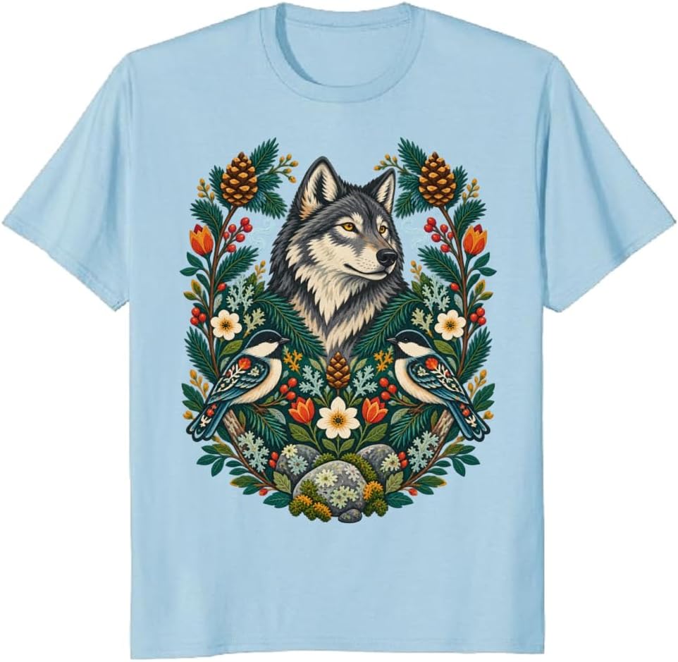 Peacock Floral T-Shirt Wisteria Laurel Vintage Art Lover Tee - S7