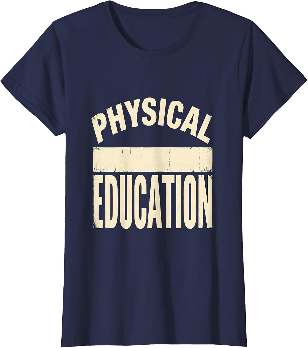 Women's Physical Education Stencil Graphic PE Teacher Appreciation T-Shirt - Navy Blue