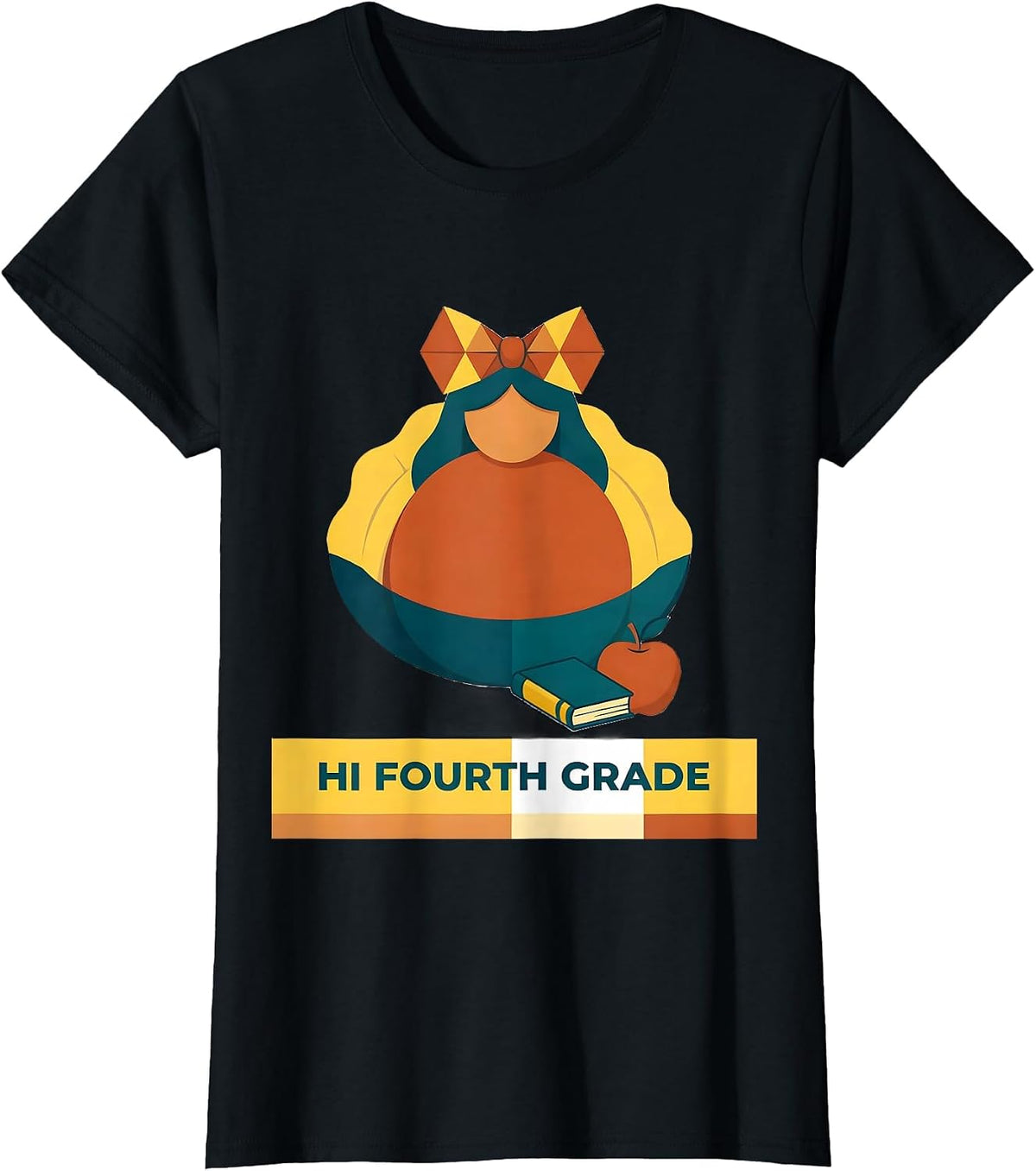 Hi Fourth Grade Cute Dumpling Girl Back to School First Day T-Shirt - Black