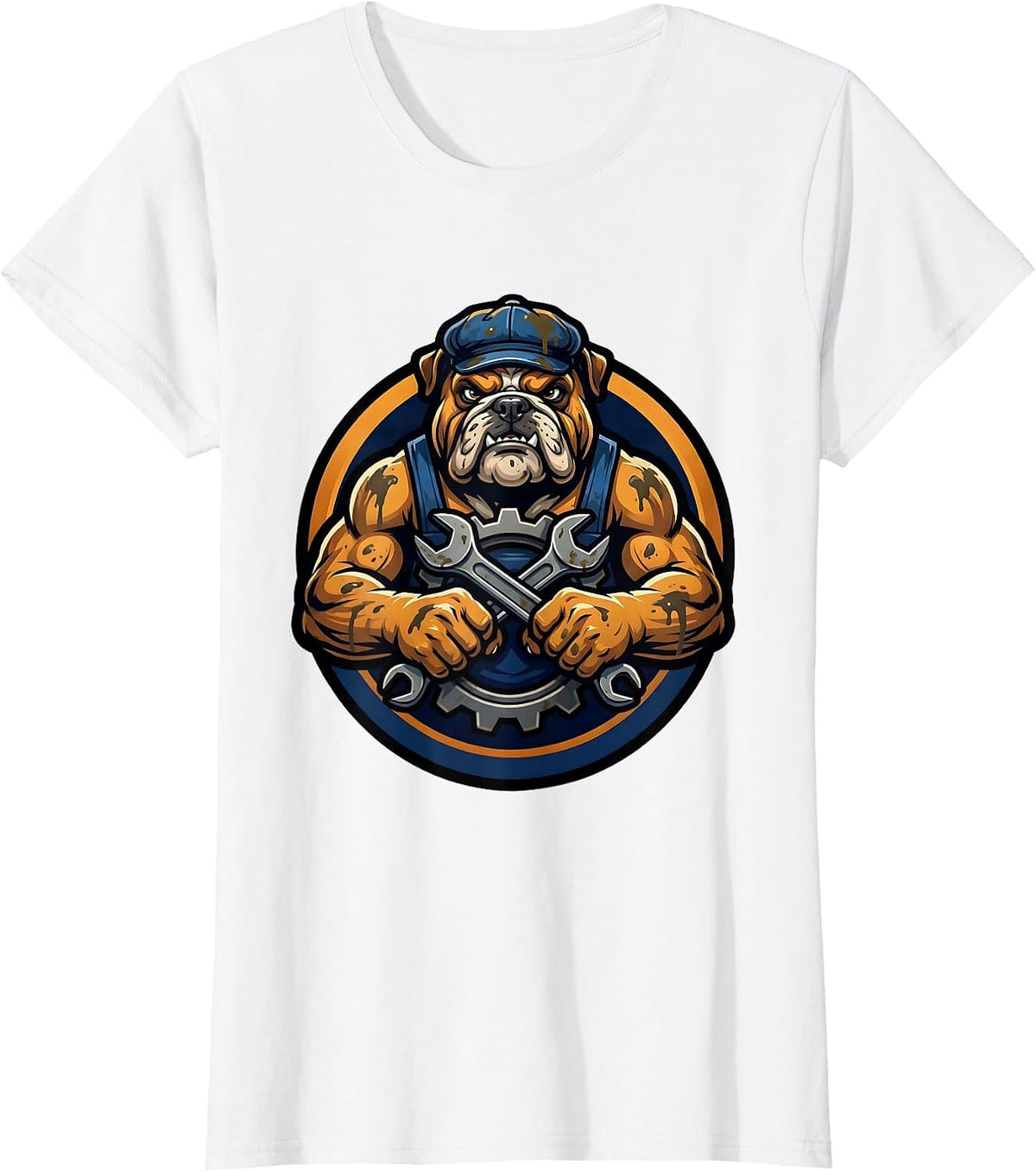 Women's Grease Monkey Wrench and Gear Mechanic Graphic T-Shirt - White