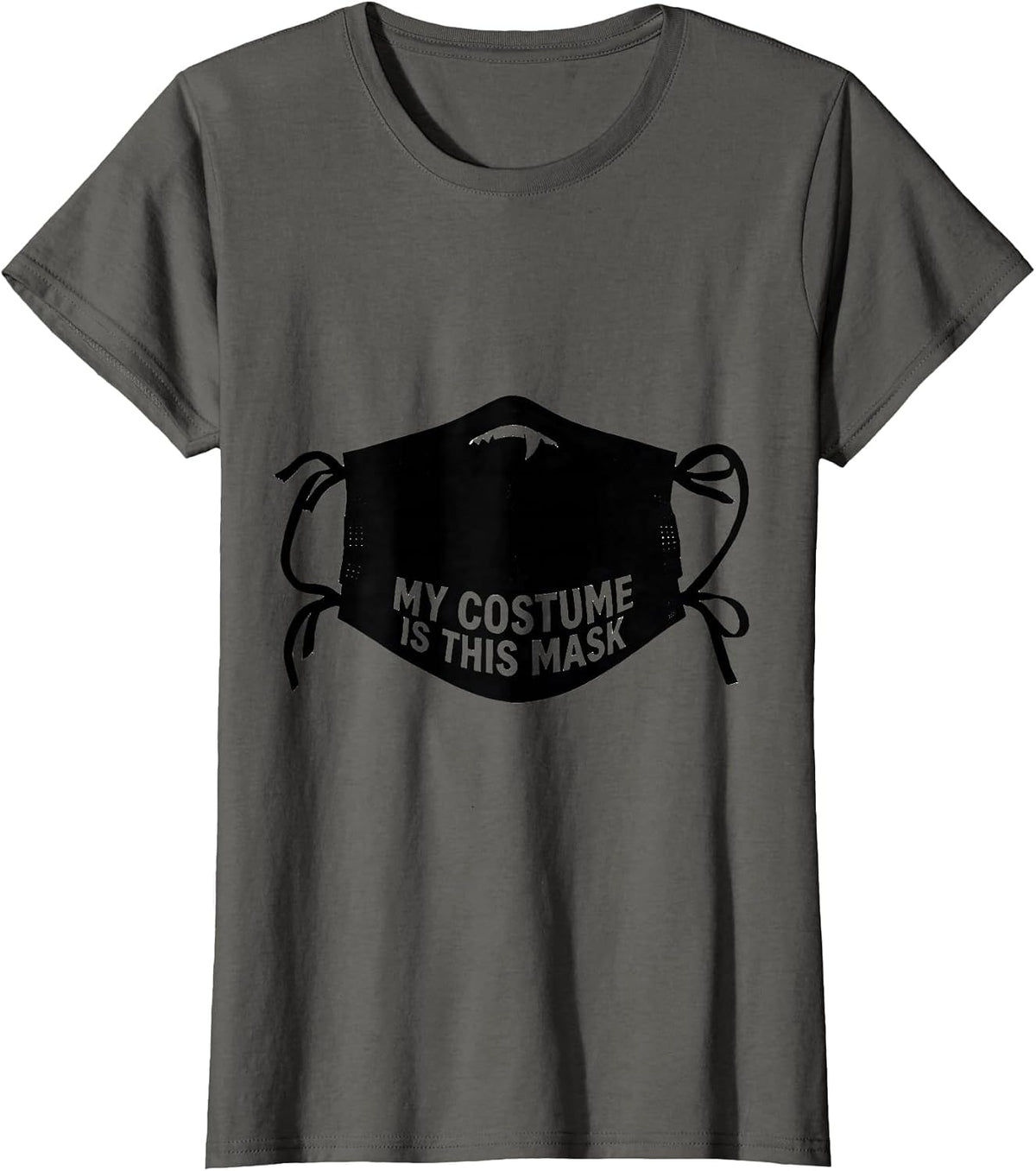 Women's My Costume Is This Mask Spooky Halloween Underscrub Nurse T-Shirt - Asphalt Grey