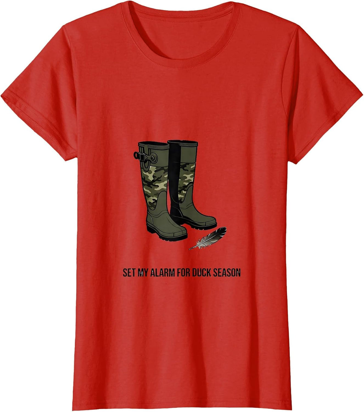 Set My Alarm For Duck Season Camo Hunting Youth Waterfowl T-Shirt - Red