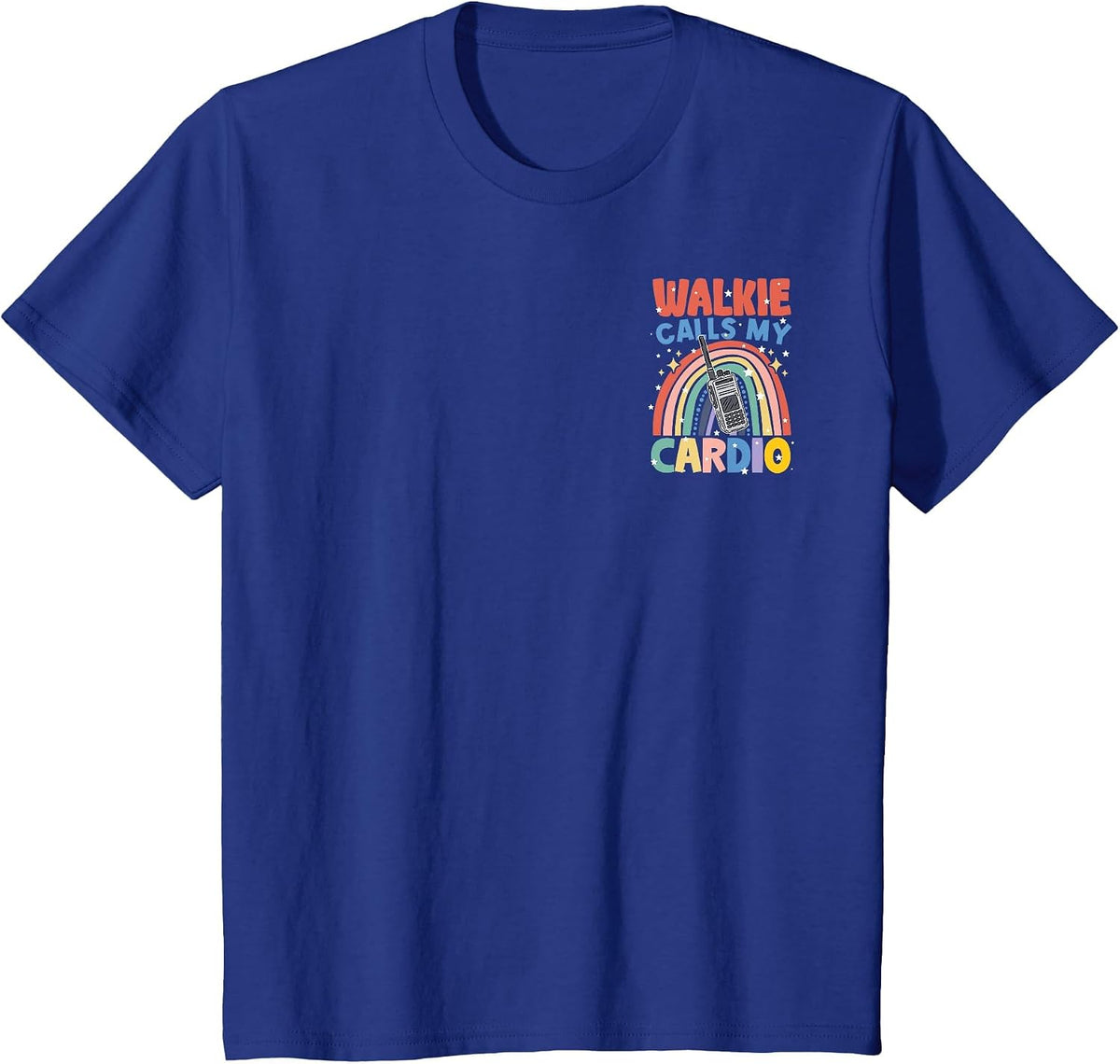 Walkie Calls My Cardio Rainbow Radio Minimalist T-Shirt - Royal Blue