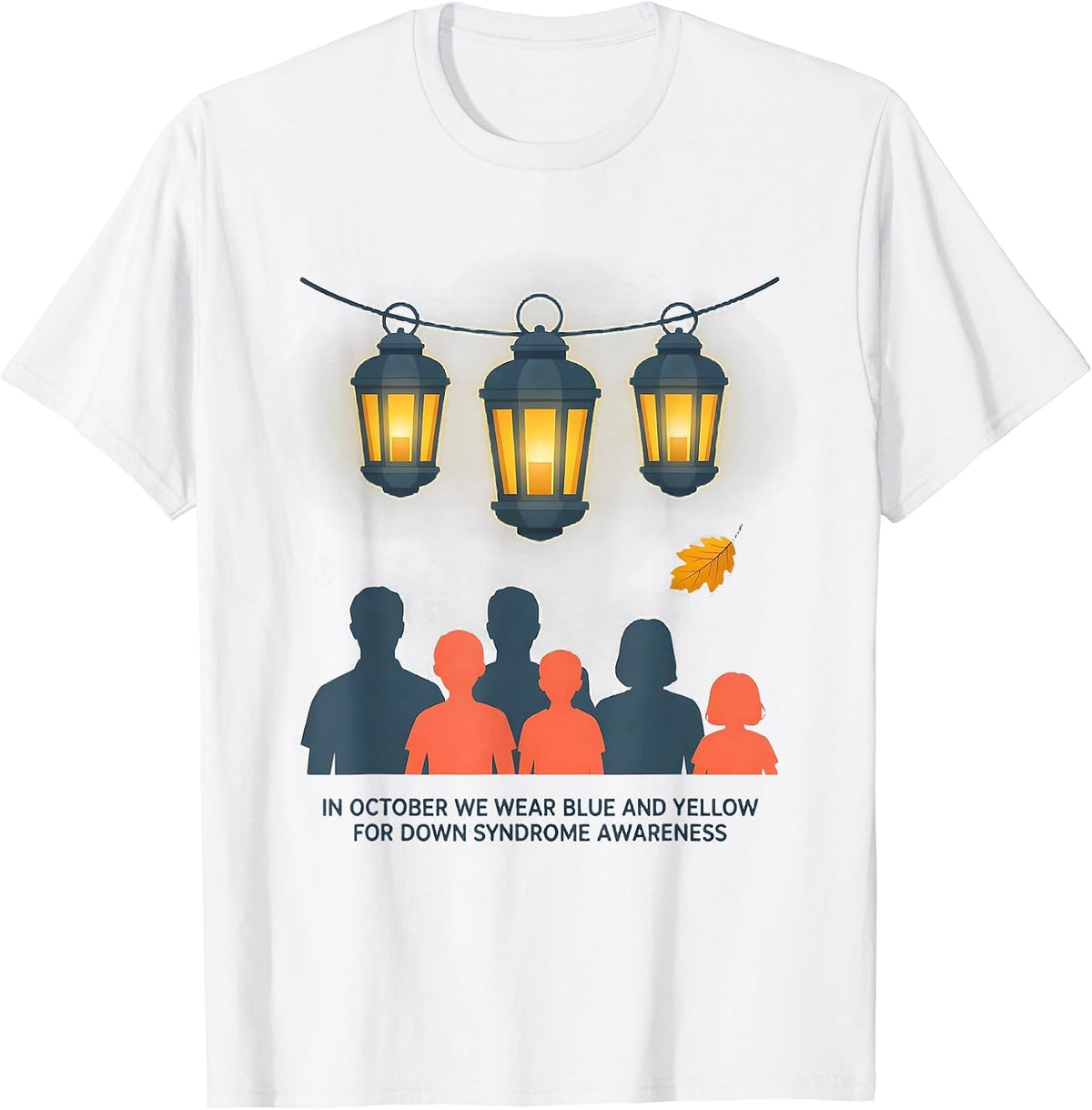 In October We Wear Blue Down Syndrome Awareness T-Shirt - White
